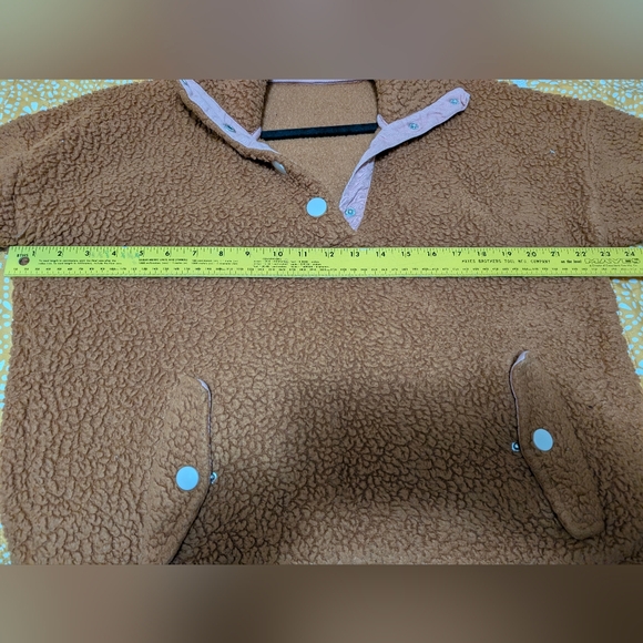 J.Crew Vintage Fleece Snap Pullover Teddy Sherpa Jacket Caramel Brown M EUC - Picture 6 of 7
